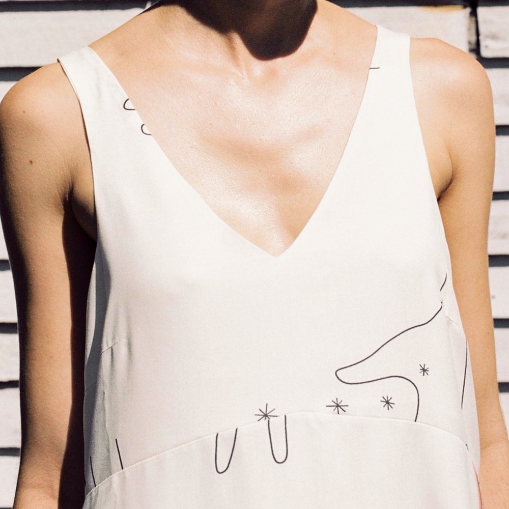 Mr. Larkin Midi V-Neck Dress with Hand-Drawn Print - Picture 4 of 15